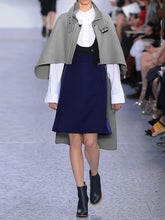 Batwing Sleeves High-Low Split-Joint High-Neck Cape Woolen Coat